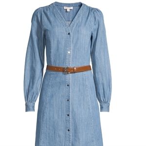 Michael Kors Denim Snap Front Mini Dress